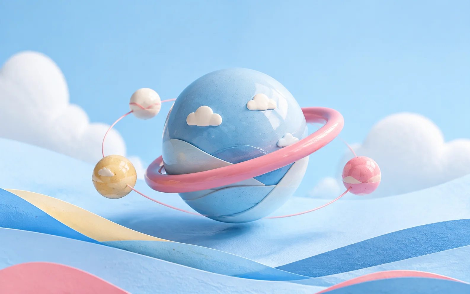 DottieNote: a blue ceramic planet with a pink orbit